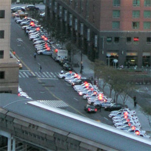 Gathering of police cars